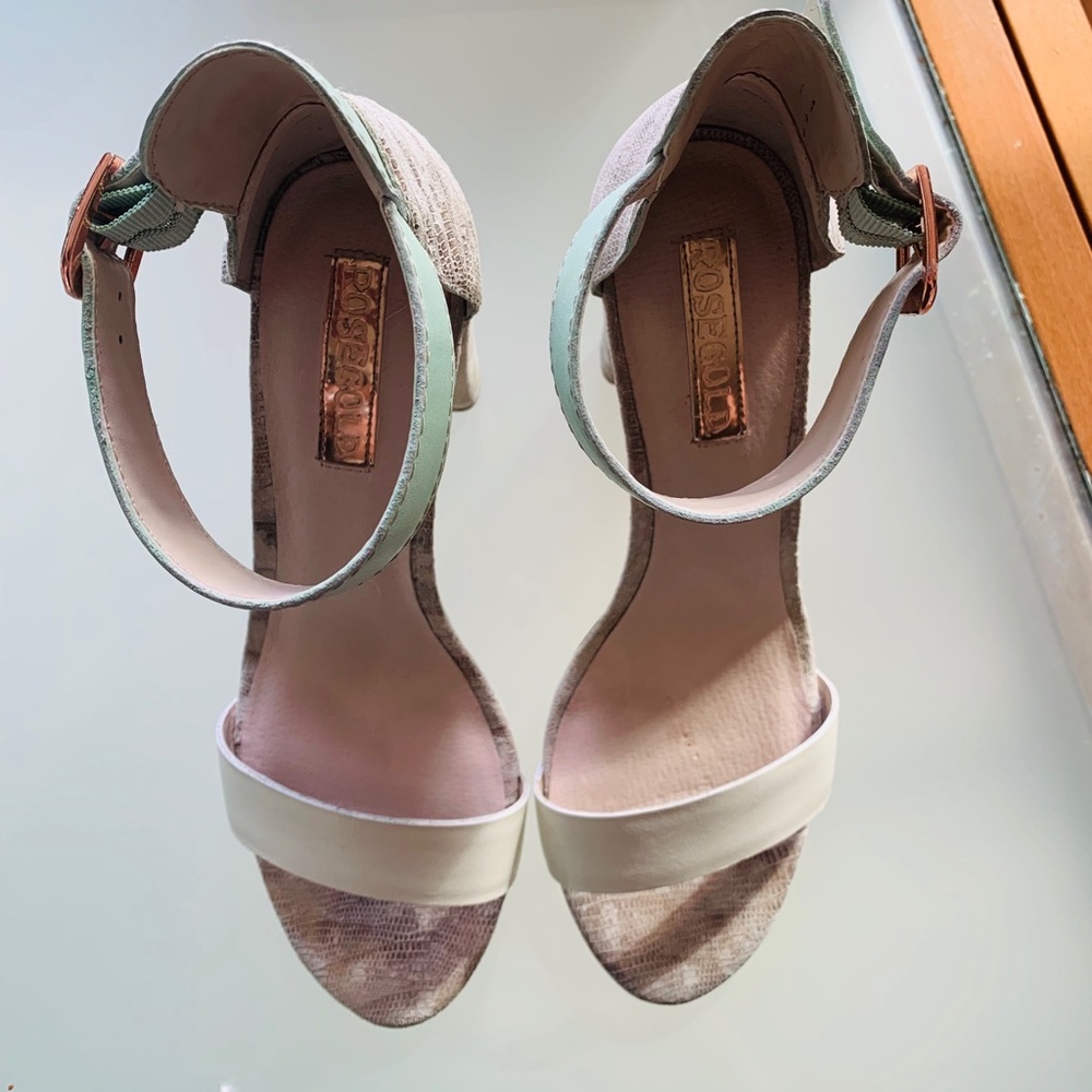 Rosegold Zack mint and cream block heel